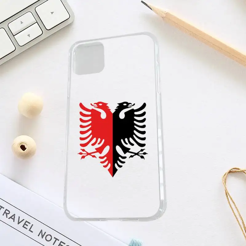 Albania Albanians Flag pattern Phone Case Transparent for iPhone 7 8 11 12 13 s mini pro X XS XR MAX Plus | Мобильные телефоны и