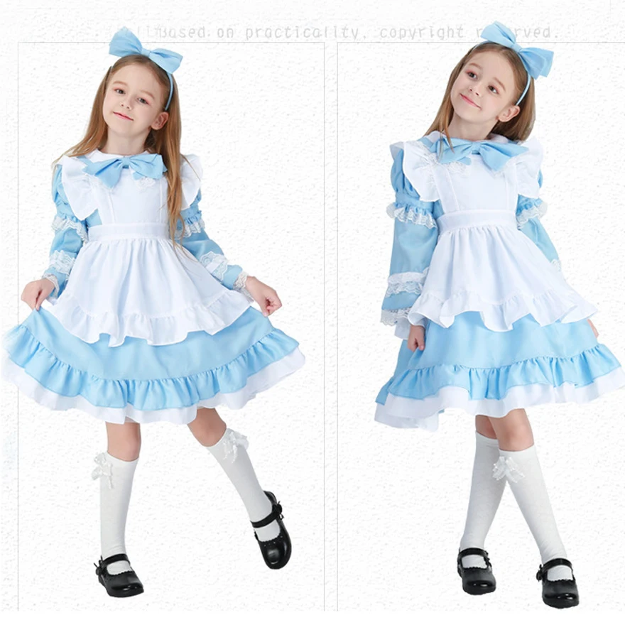 Alice Party Girls Wonderland Dress Carnival Stage Performance Prom Party Fancy Costume Princess Dresses Art Shooting Clothes