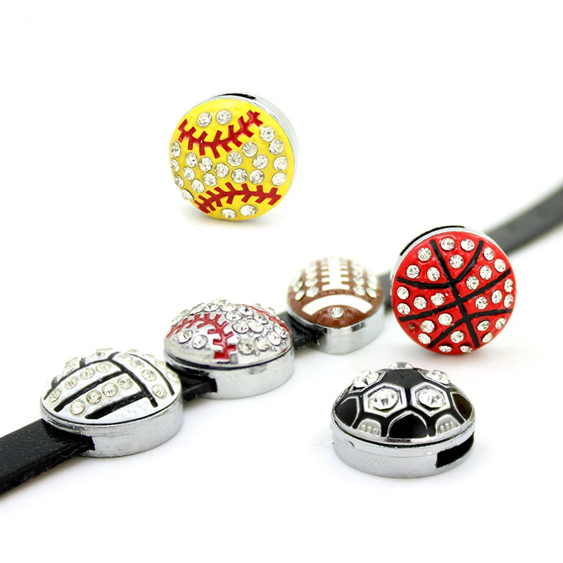 Crystal Basketball Baseball USA Football Volleyball Slide Charms Sport Sliders For 8mm Bracelet Necklace 2019 DIY Jewelry Making | Украшения