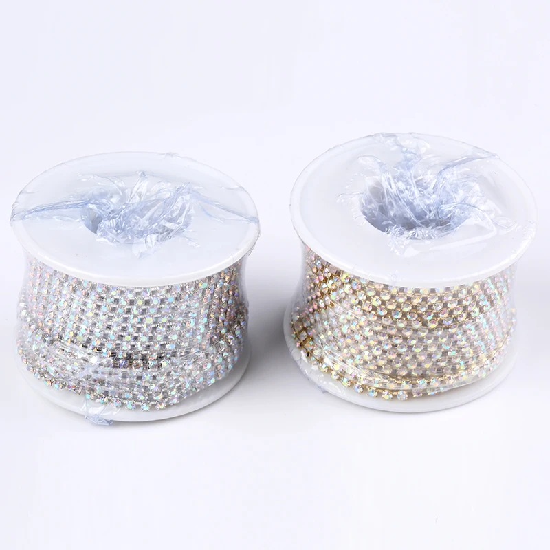 RESEN SS6 SS18(2 мм 4 5 мм) Серебряная/Золотая основа CrystalAB плотные Стразы цепочка для