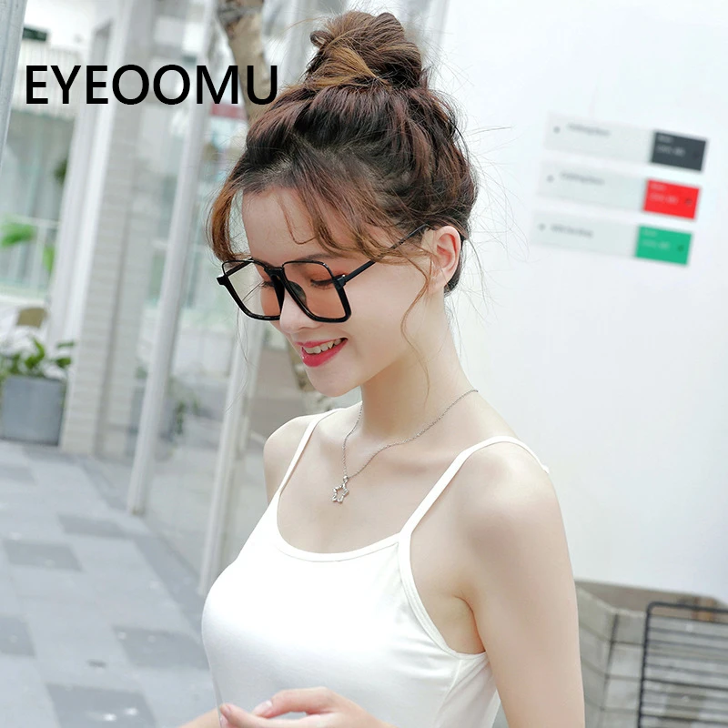 

EYEOOMU New Trendy Over Size Sunglasses Women Fashion UV400 Anti Blue Light Glasses Men Vintage Brand Design Computer Eyeglasses
