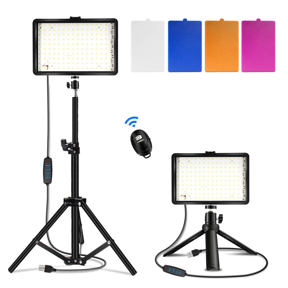 

Dimmable Video Panel Light Three Color Lamp Kit With Tripod Photography CRI 80 Desktop Professional Camera Fill Lighting for DV