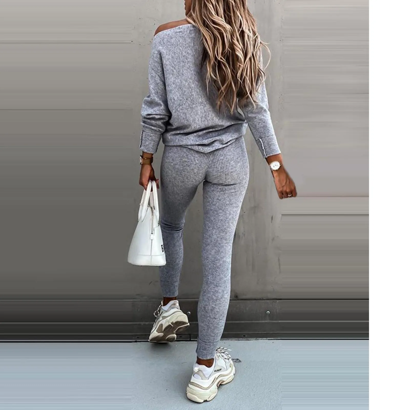 

Casual Sport Suit Solid Long Sleeve Top Long Pants Two Piece Set Women Spring Autumn 2021 Tracksuits Women Ropa Mujer