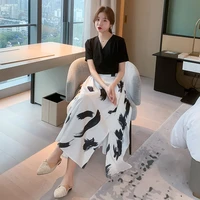 2021 female summer korean fashion suit dress two piece smart smoked dress french high waist fashion dress summer dress