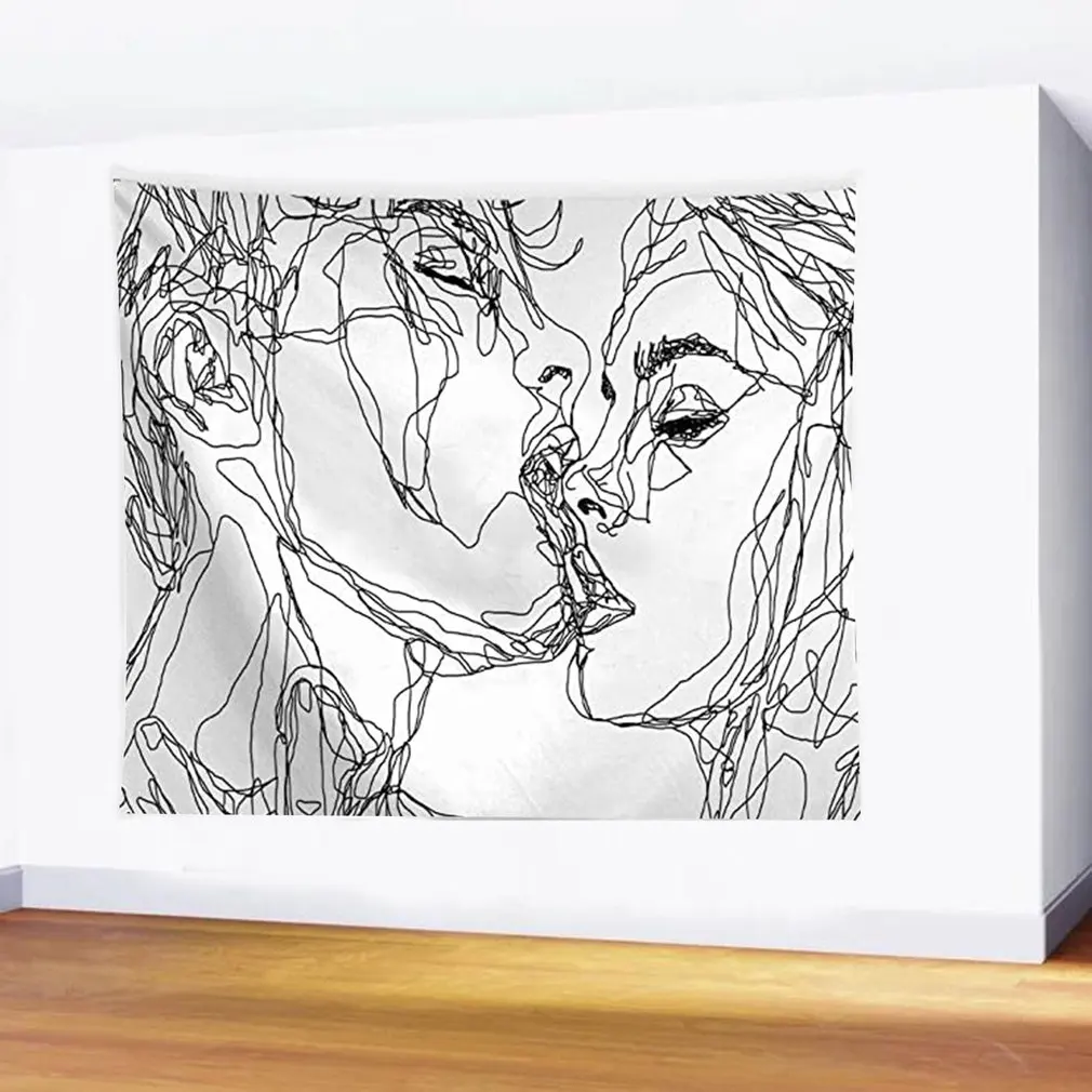 Абстрактный минималистичный парный поцелуй висячий тканевый гобелен для