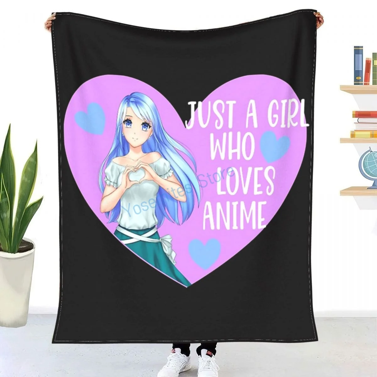 

Just A Girl Who Loves Anime Manga Anime Gift Teen Girl Women Throw Blanket Winter flannel bedspreads, bed sheets, blankets on
