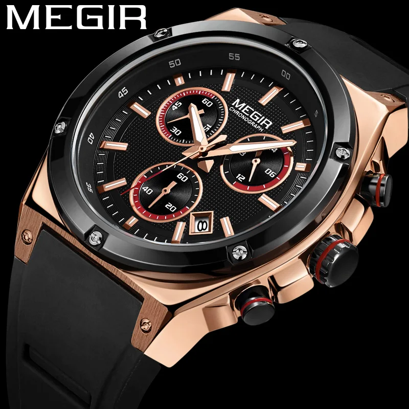 Часы MEGIR Мужские Наручные с календарем роскошные Брендовые спортивные армейские