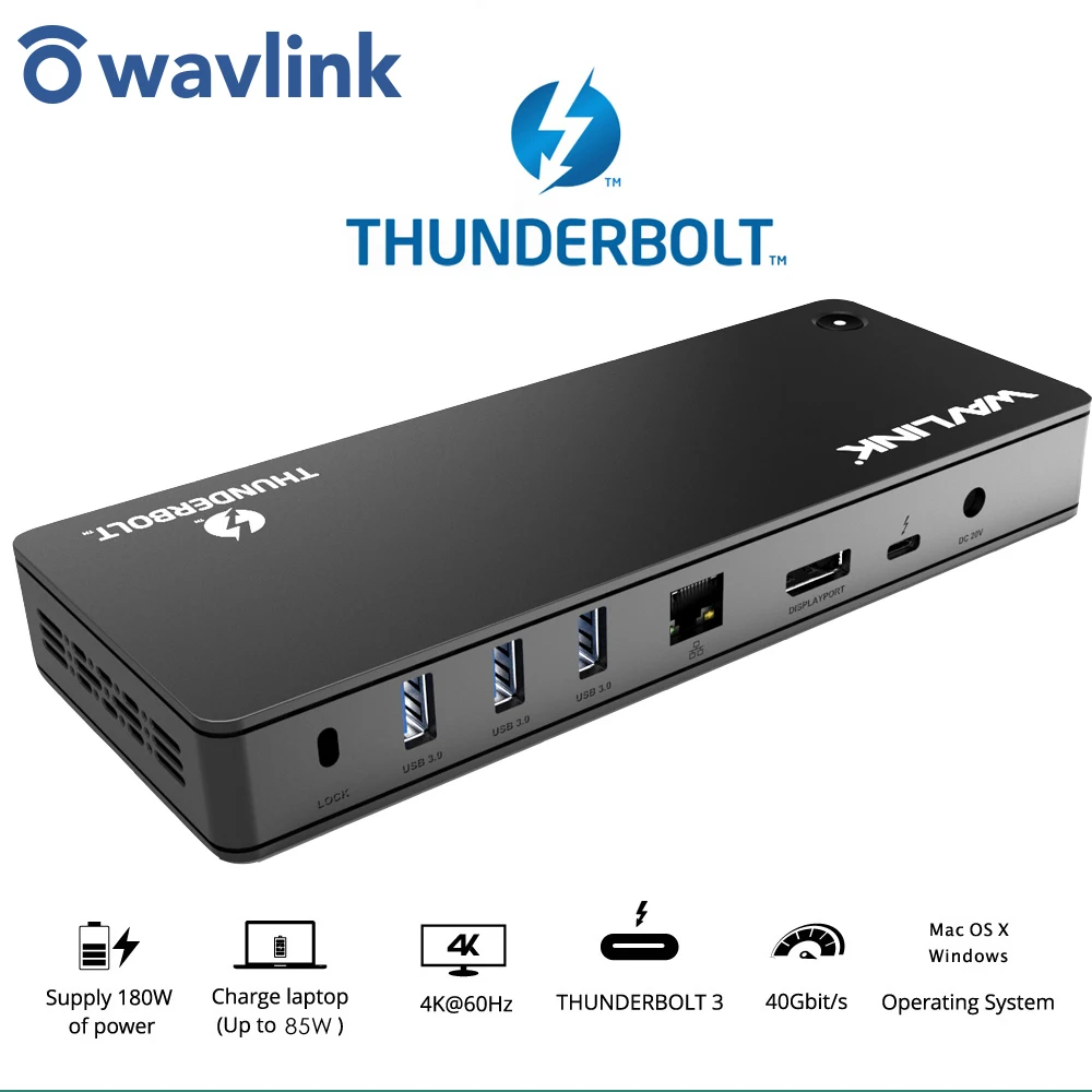 Док станция Wavlink Thunderbolt 3 для двух компьютеров 4K 60 Гц Вт|Док-станции ноутбуков| |