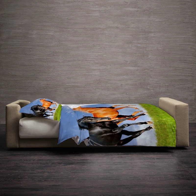 Пастбища лошадь небо Пододеяльник подушка чехол Стёганое одеяло крышка