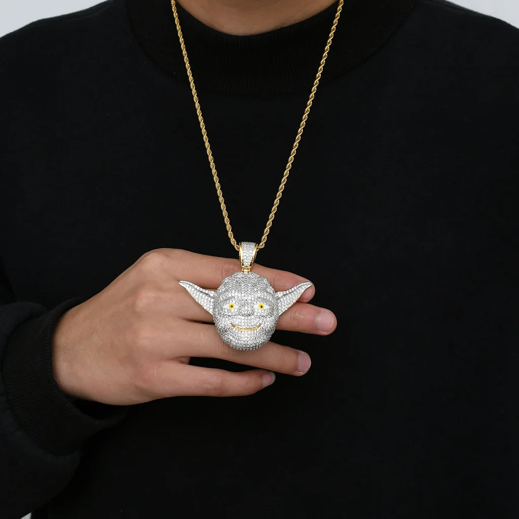 

TOPHIPHOP Hiphop Cartoon Character Personality Pendant Necklace Micro-Inlaid AAA Cubic Zircon Men's Hip Hop Jewelry