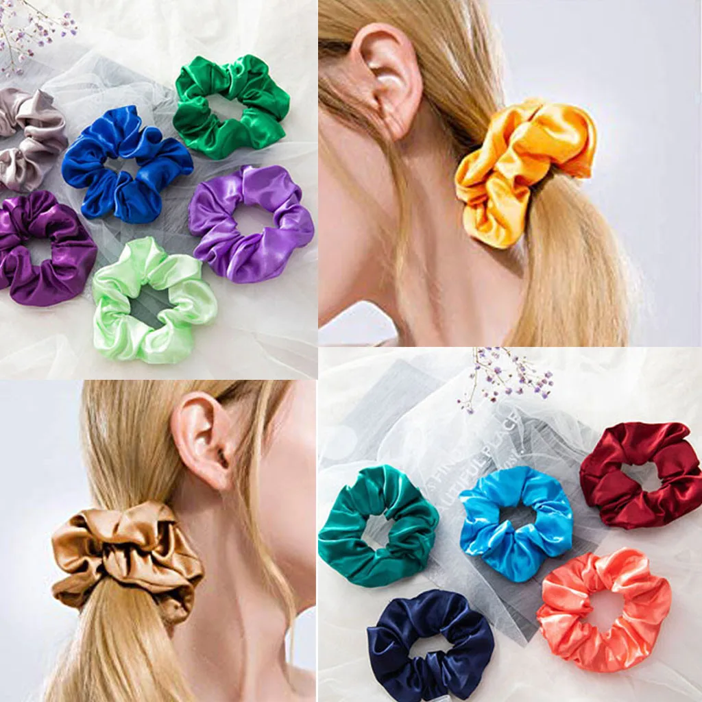 

46PC Solid Lady Hair Scrunchies Ring Elastic Hair Bands Pure Color Bobble Sports Dance Velvet Soft Charming Scrunchie Hairband