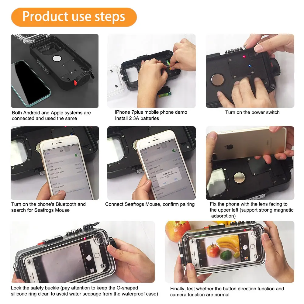 seafrogs universal bluetooth cell phone housing case box underwater 40m photography for iphone huawei samsung xiaomi smartphone free global shipping