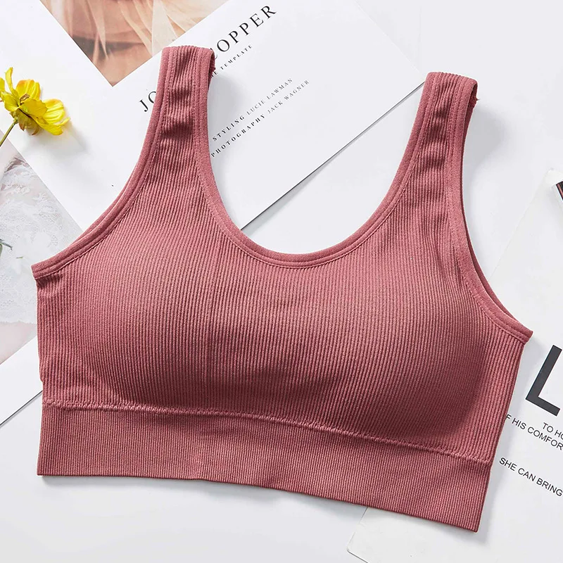 

fashion women push up bra Threaded beautiful back vest sports wireless female underwear gathered lingerie top