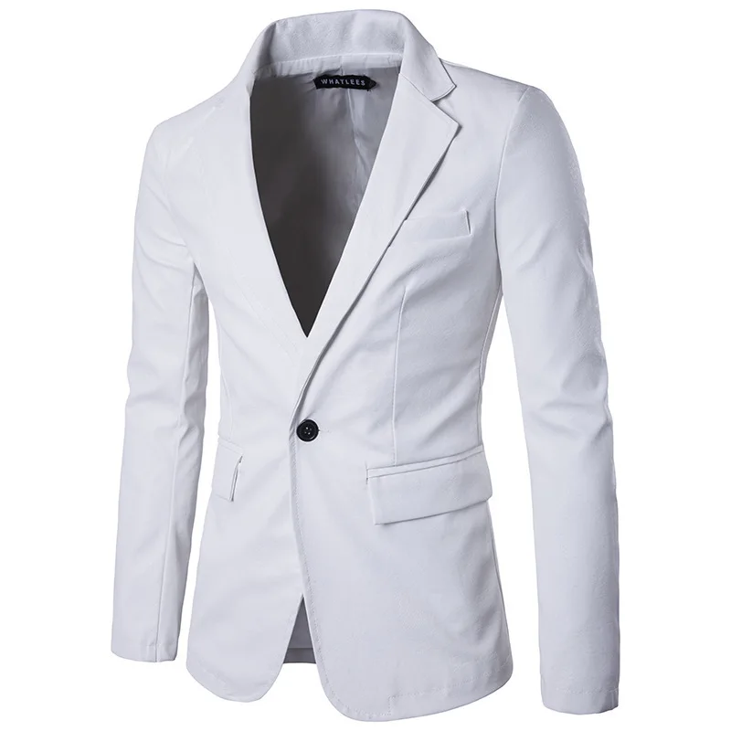 

2020 fashion men's PU leather fashion suits pure color cultivate one's morality single-breasted suit