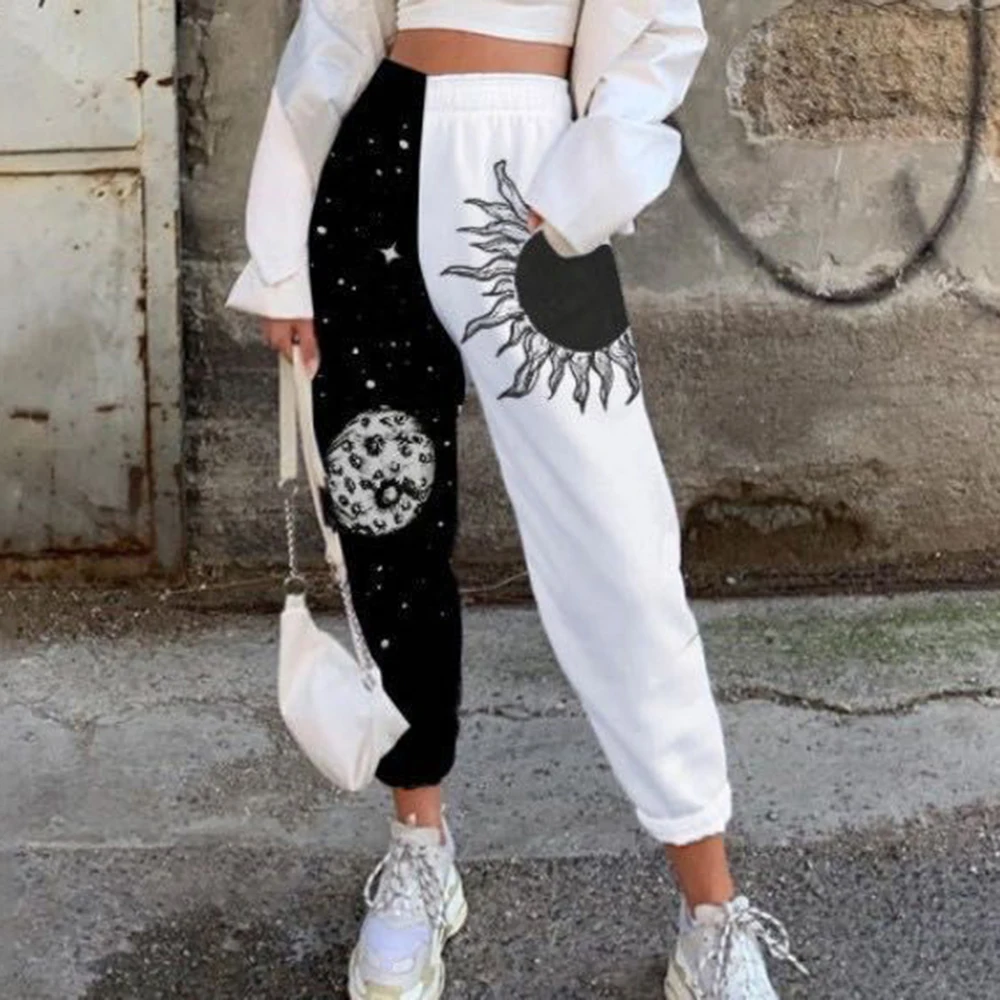 

Pants Women Fashion High Waist Wide Leg Sweatpants Autumn Streetwear Casual Elastic Patchwork Joggers Woman Soft Trousers