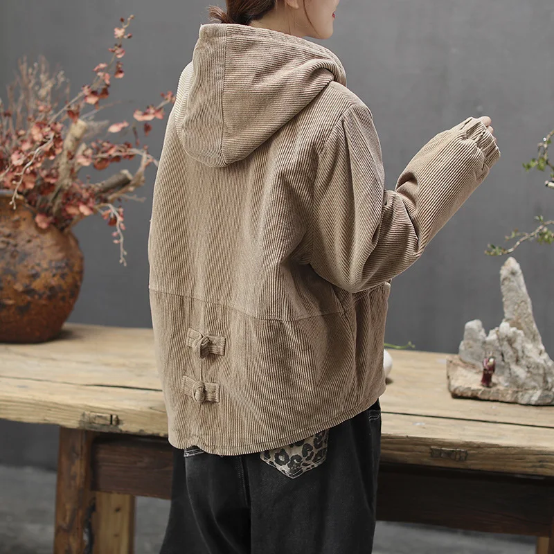 Женские осенне-зимние вельветовые куртки винтажное свободное Стеганое пальто