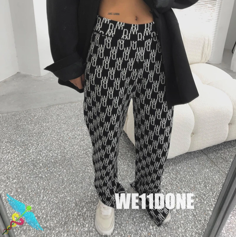 

WELLDONE Sweatpants Women Reversible Jacquard Check Harem Hip Hop Joggers High Quality Fashion Casual Wide Leg Pants
