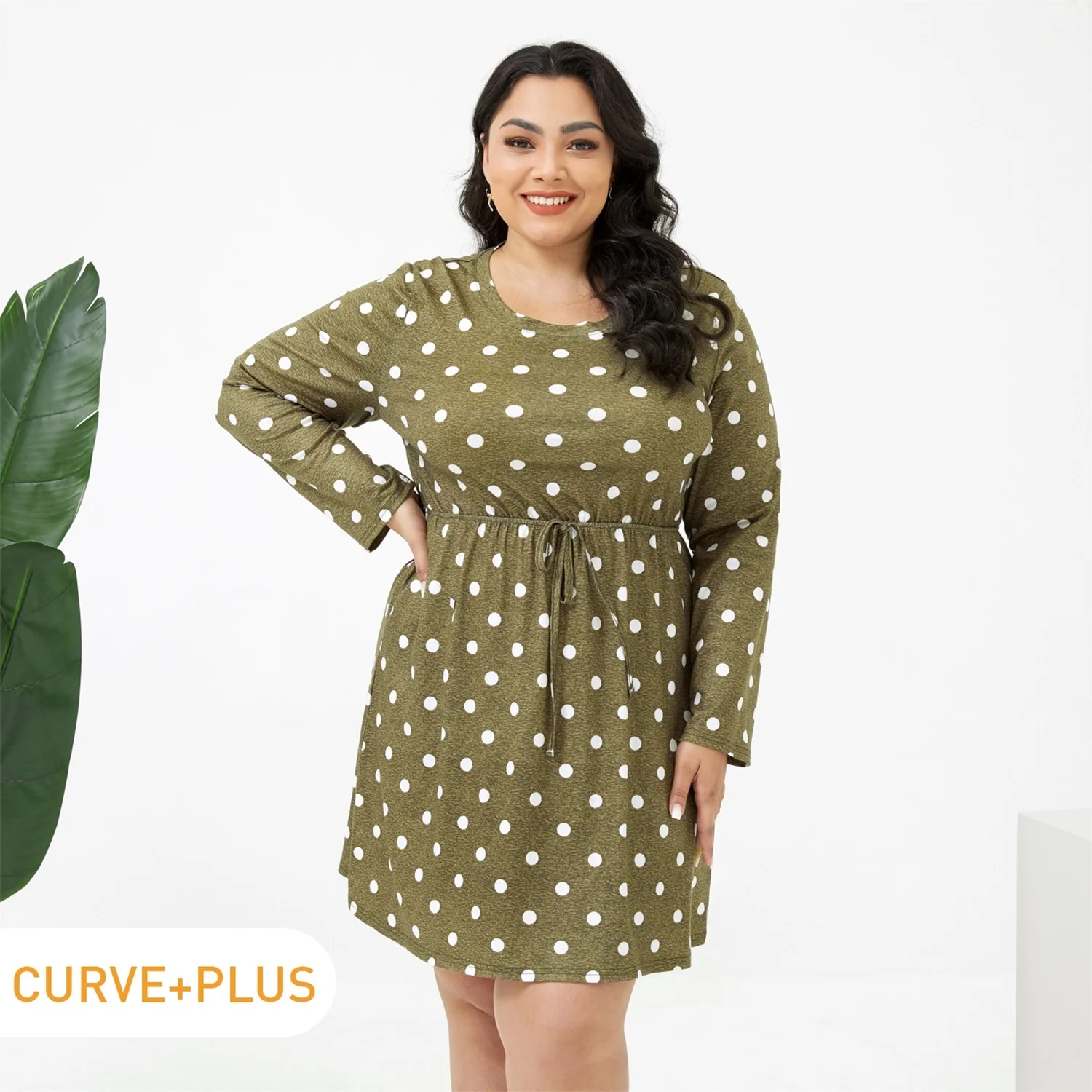 

Женское элегантное платье миди в горошек, с коротким рукавом, большие размеры, 2021