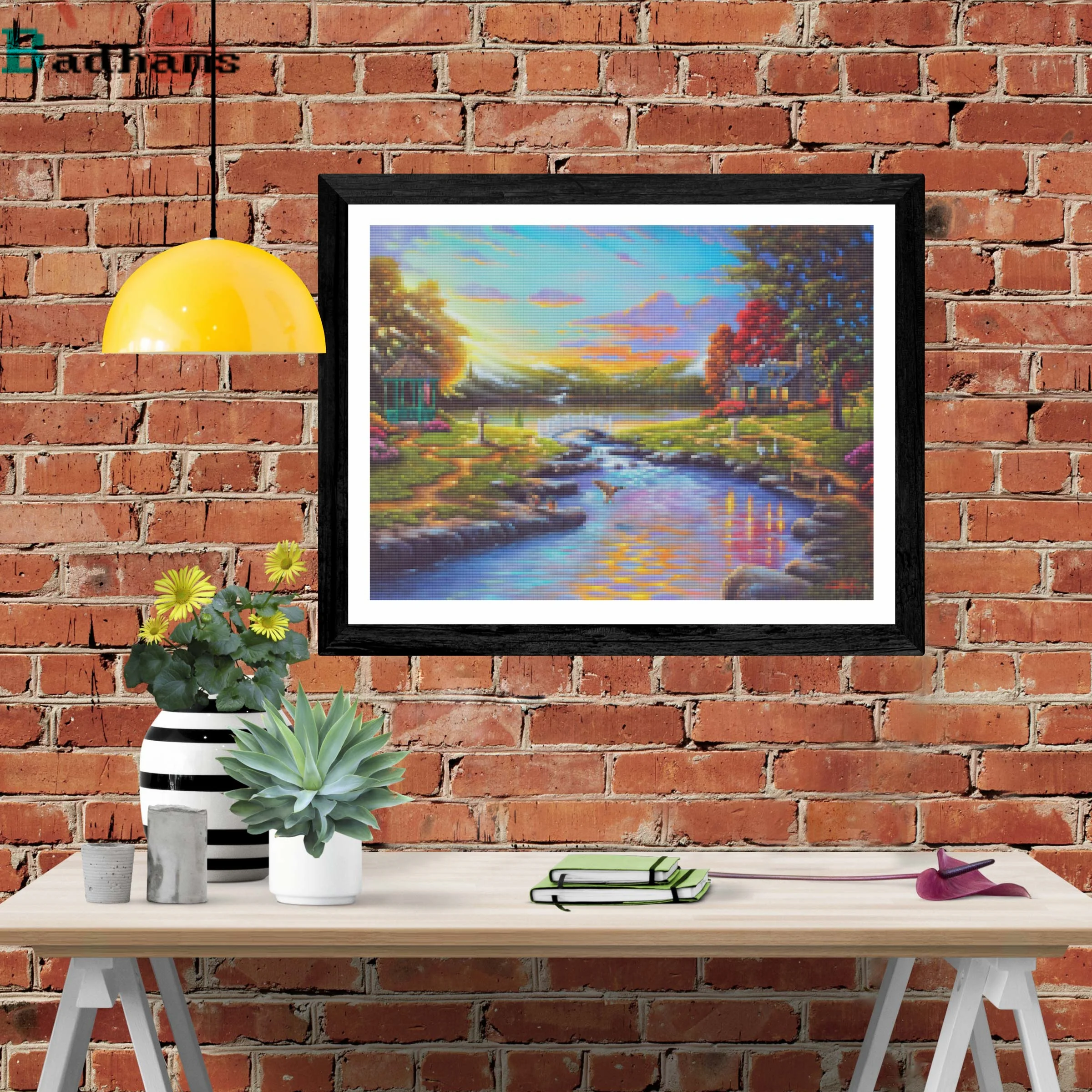 

Diamond Painting Cozy Time 5D DIY Cabin Lake Tree Mount Bridge Cross Stitch Rhinestone Full Paste For Living Room Home Decor