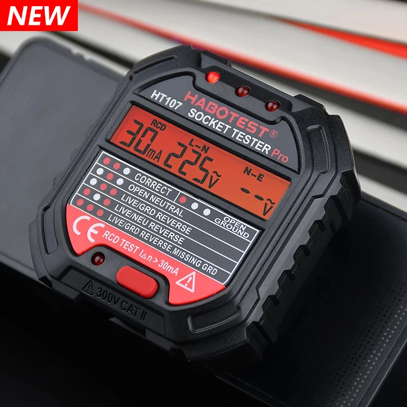 Профессиональный тестер для розеток детектор переменного напряжения дисплей RCD