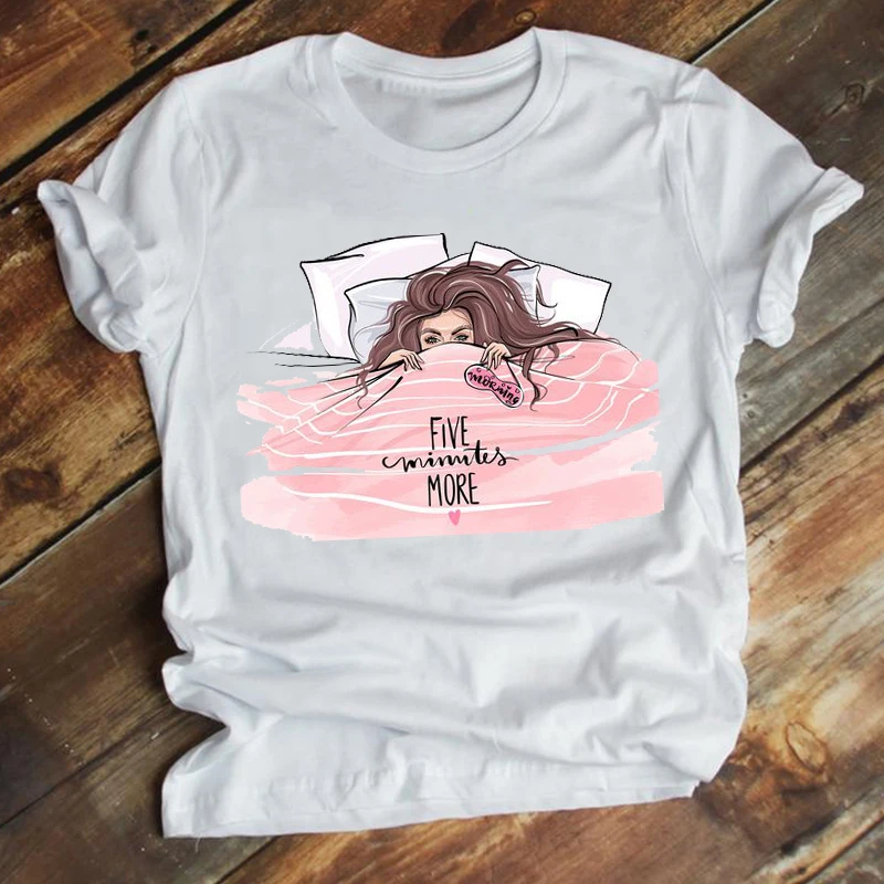 

Women Clothing Watercolor Cartoon 90s Girl Trend Style Fashion Summer Clothes Print Top Graphic Tshirt Female Tee T-shirt