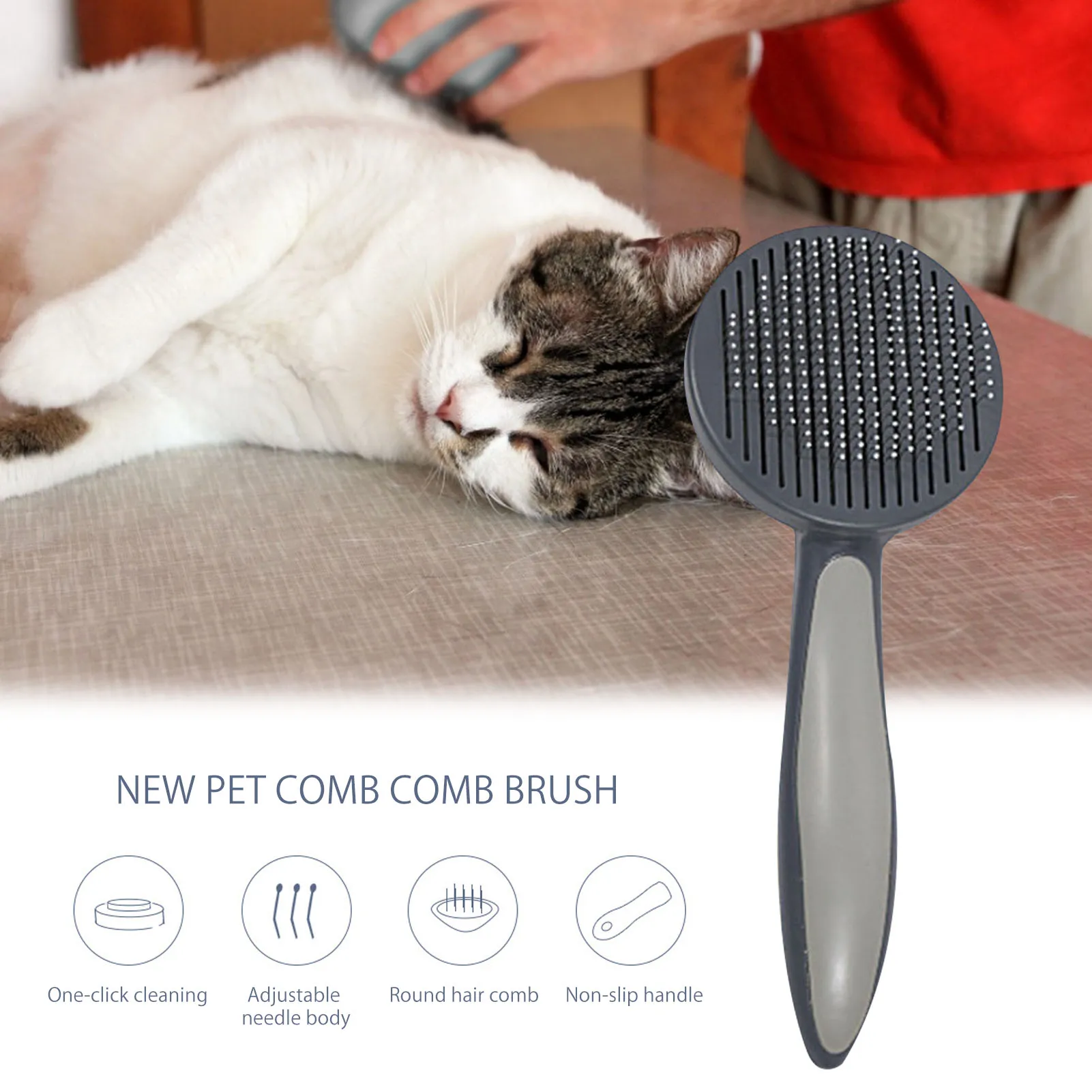 

Pet Dog Cat Comb Easy Clean Dog Cat Hair Removal Grooming Brush For Pet Massage-Self Cleaning