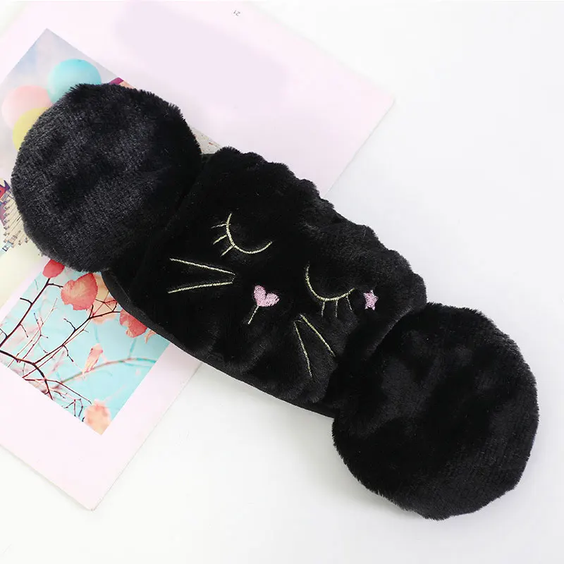 black cat Новая женская маска, наушники, интегрированные зимние уличные велосипедные плотные маски, теплые плюшевые наушники, модные милые хлопковые Чехлы для лица - Цвет: black cat