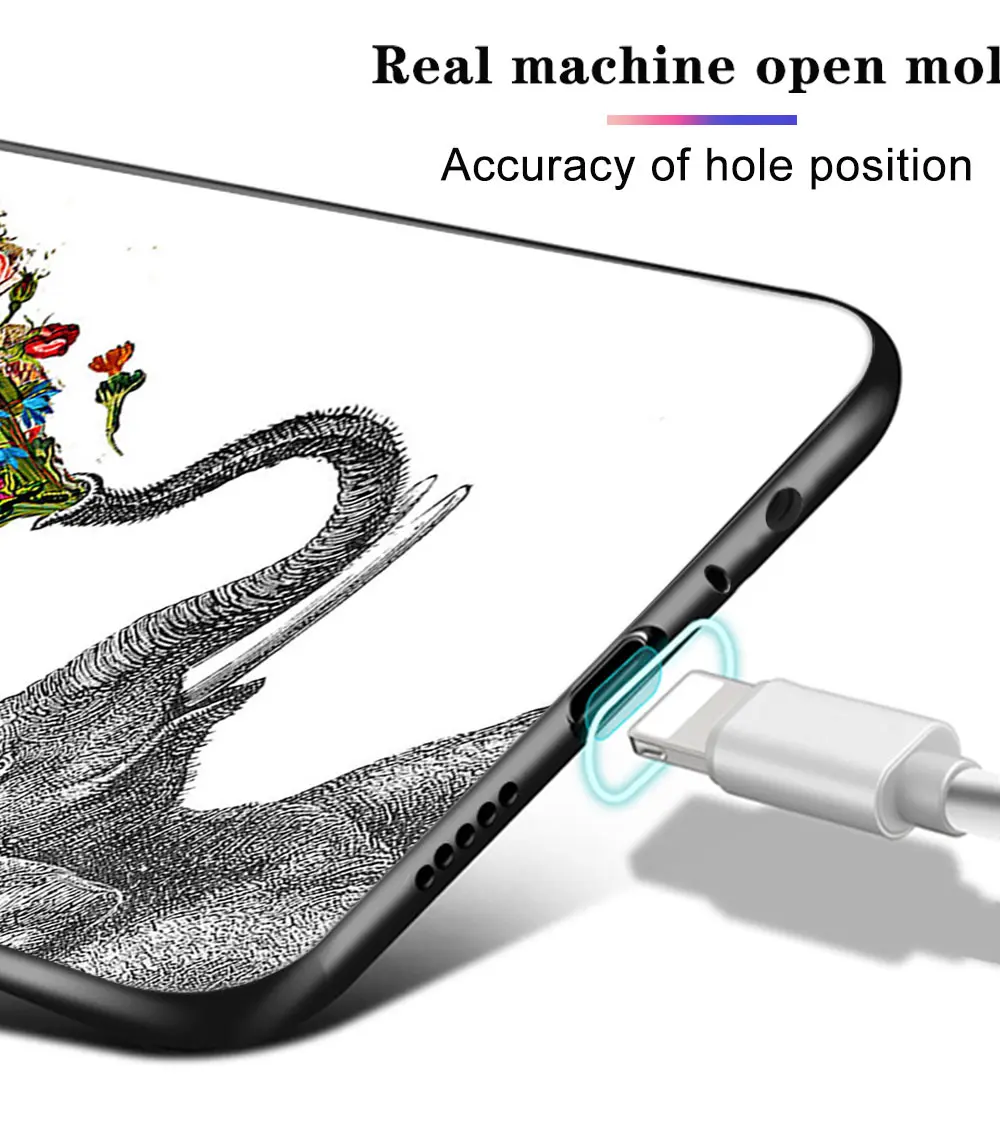 

Cartoon Elephant Case For Xiaomi Redmi Note 9 8 7 10X 8T 6 Pro Mi Note 10 9 8 9T Pro SE A3 A2 Lite F1 Phone Cases Black Cover