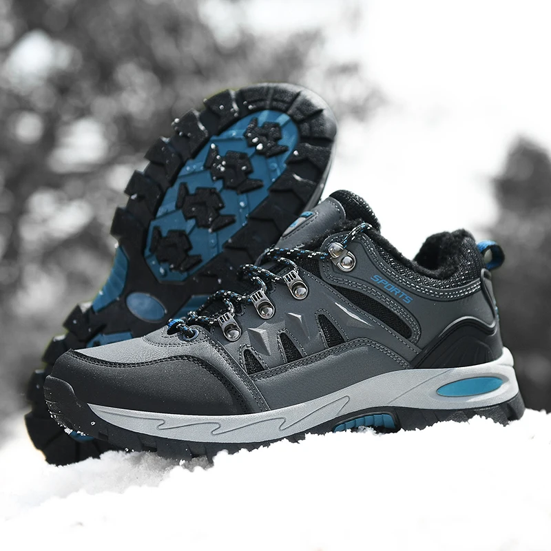 

Winter Men's Thick Bottom Plush Large Size Low Top Outdoor Mountaineering Shoes Couple Warm Non Slip Casual Shoes Walking Shoes