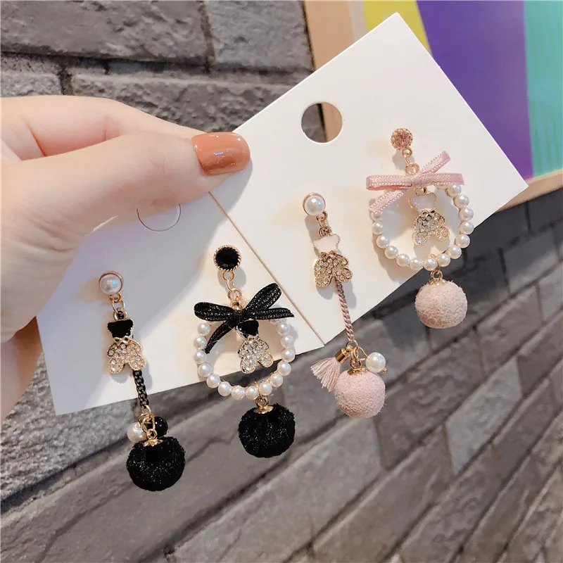 Новые маленькие серьги с жемчужным бантом для женщин и девушек Осень зима 2019