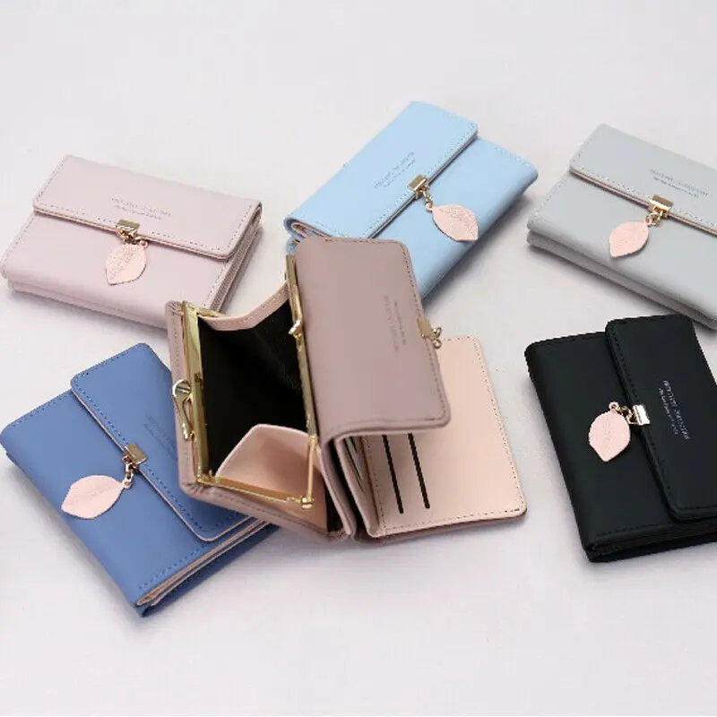 

Women Wallet PU Leather Burse Leaf Short Miini Wallet Female Coin Purse Fashion Purse Money Purse Bag /BY