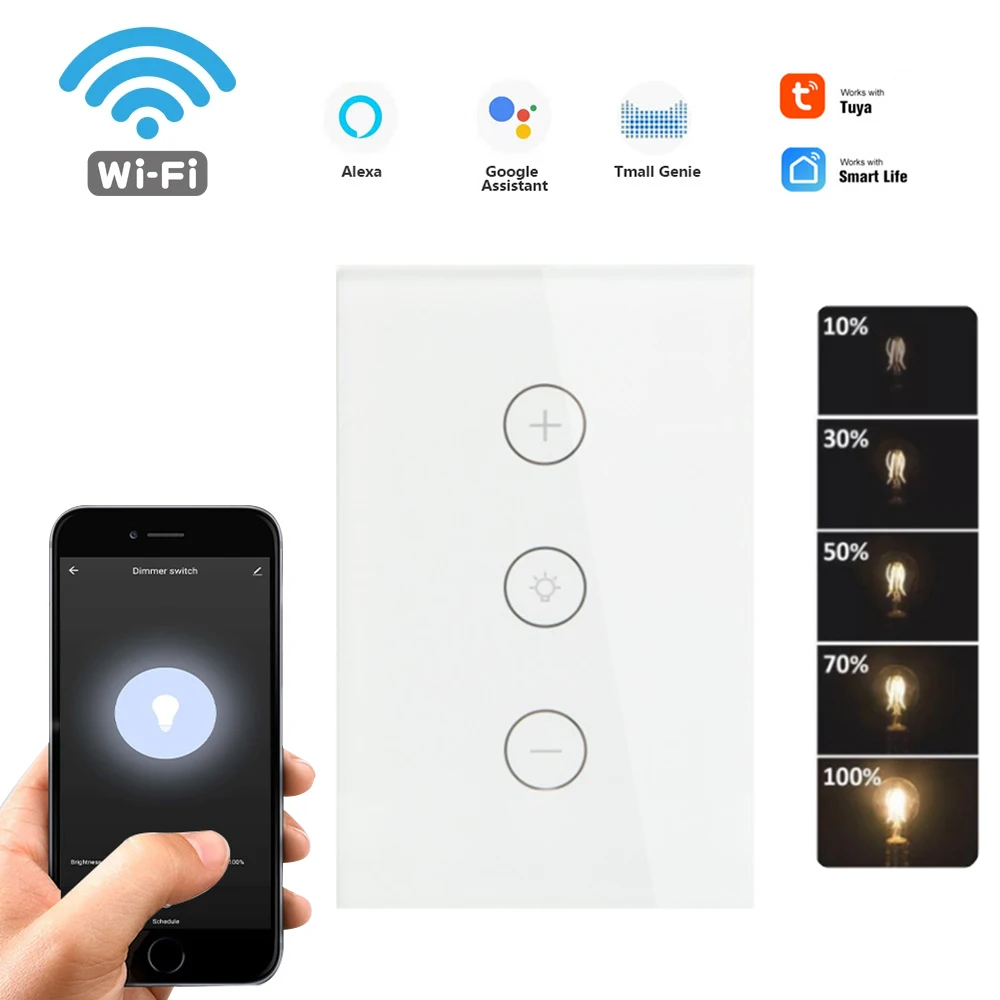 

Smart Home WIFI APP Remote Sensor Electric LED Dimmer Light Switch Dimmable Wall Touch Dimmer Glass Panel Module Remote