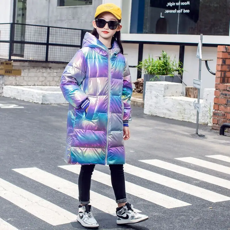 

Children Jacket 2020 New Winter Childrens Long Coat Windbreaker For Girls Thick Down Colorful down jacket Suit 4-12 Years Old