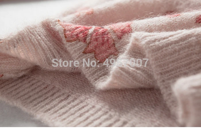 Мохеровый джемпер Для женщин розового цвета шикарный цветочный с круглым