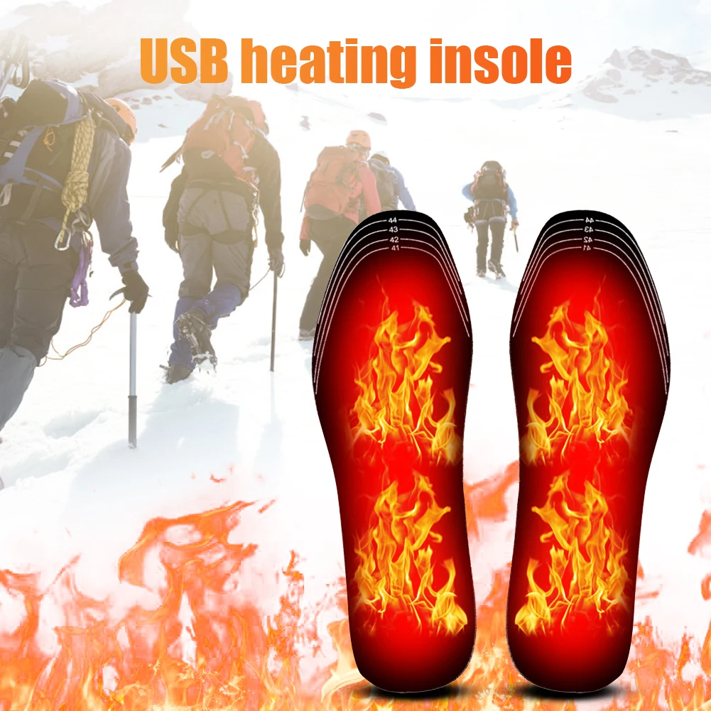 

2pcs USB Electric Shoe Insoles Feet Warm Sock Pad Mat Electrically Heated Insoles Winter Keeping Feet Warm Washable Shoe Mat