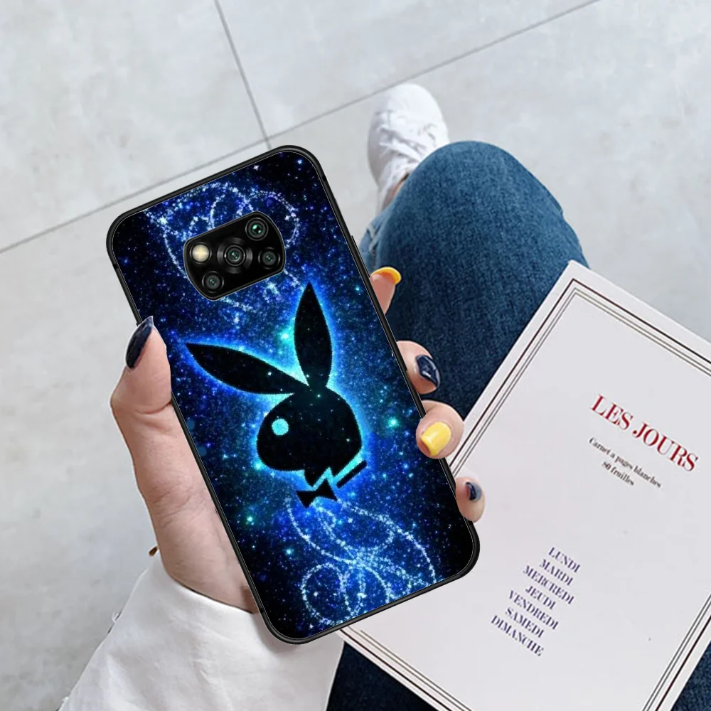 

Luxury Playboy Brand Rabbit Phone Case Cover Hull For Xiaomi Mi A2 A3 8 9 SE 9T 10 10T Lite Pro Ultra Poco X3 black Back