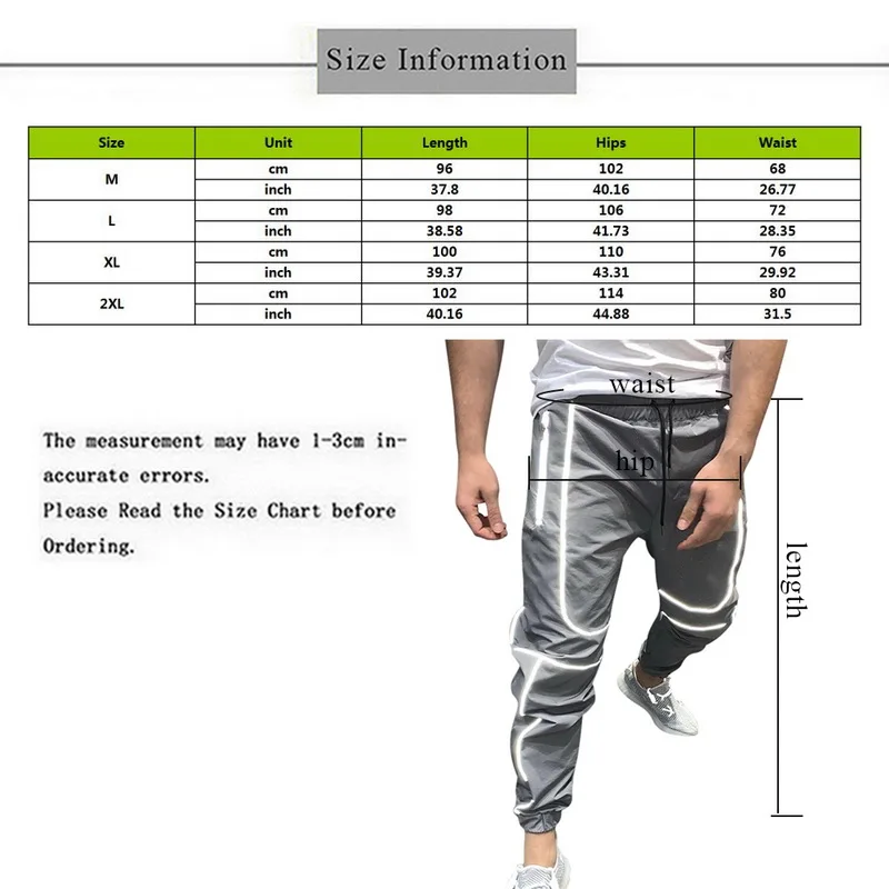 NEW Reflective Pants Streetwear Fitness Men Hip Hop Sweatpants Mens Casual Joggers Unisex Harajuku | Мужская одежда