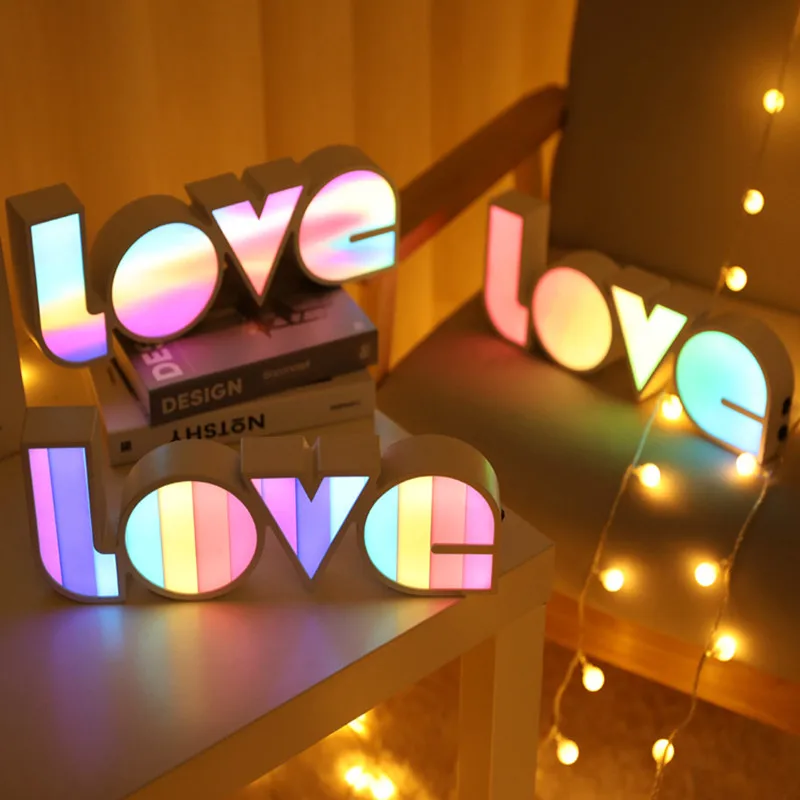 

LEDlove light box DIY desktop decorative light festival light atmosphere light girlfriend birthday gift USB 3*AA battery rainbow