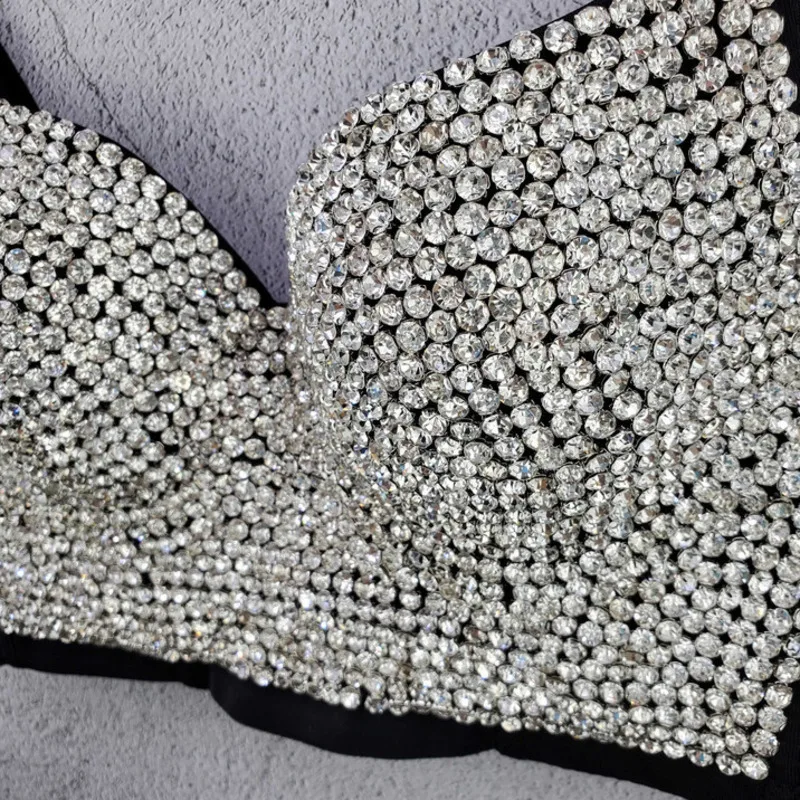 Женский жилет со стразами WKOUD EAM короткий топ на бретельках популярная модель PF266