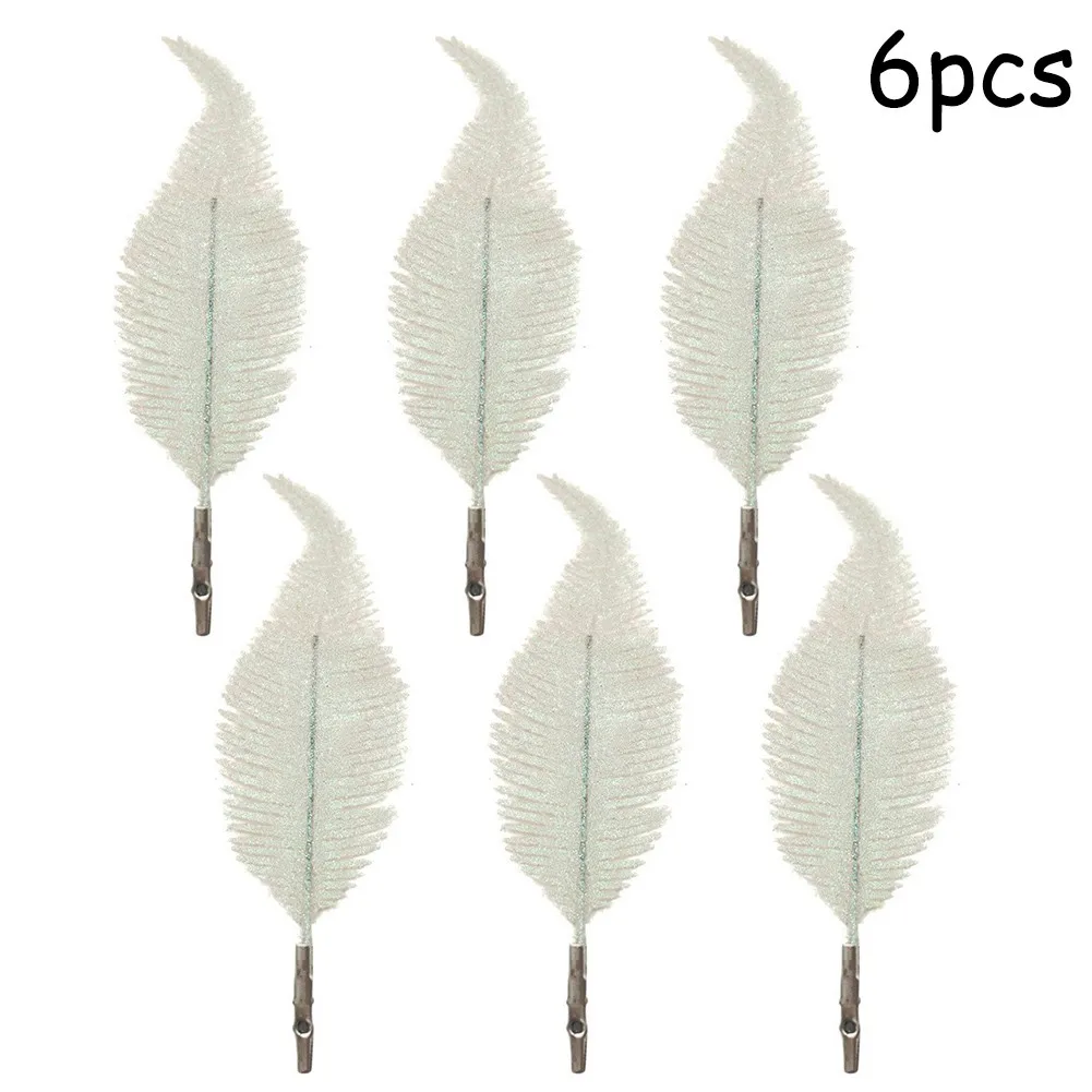 

6Pcs Feathers Christmas Tree Ornament Accessories Home Party Decor Wedding Decor Plumes For Xmas Cente Glittery Baubles Ornament