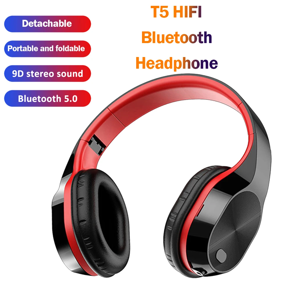 

9D HIFI Folding Wireless Earphone Bluetooth 3.5mm Cable Jack With Mic Headphone Support SD TF Card For Xiaomi Music Bass Headset