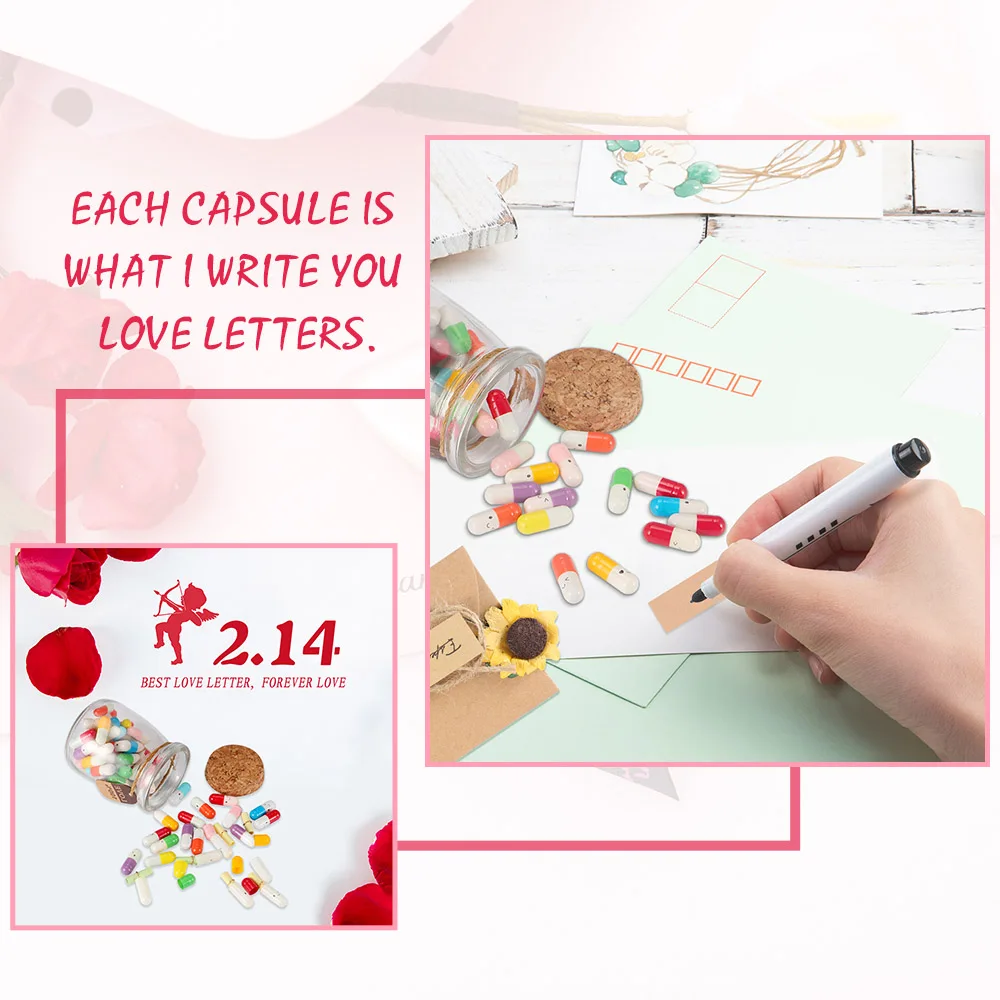 Флакон для сообщений капсулы буквы милые таблетки любви полностью прозрачная