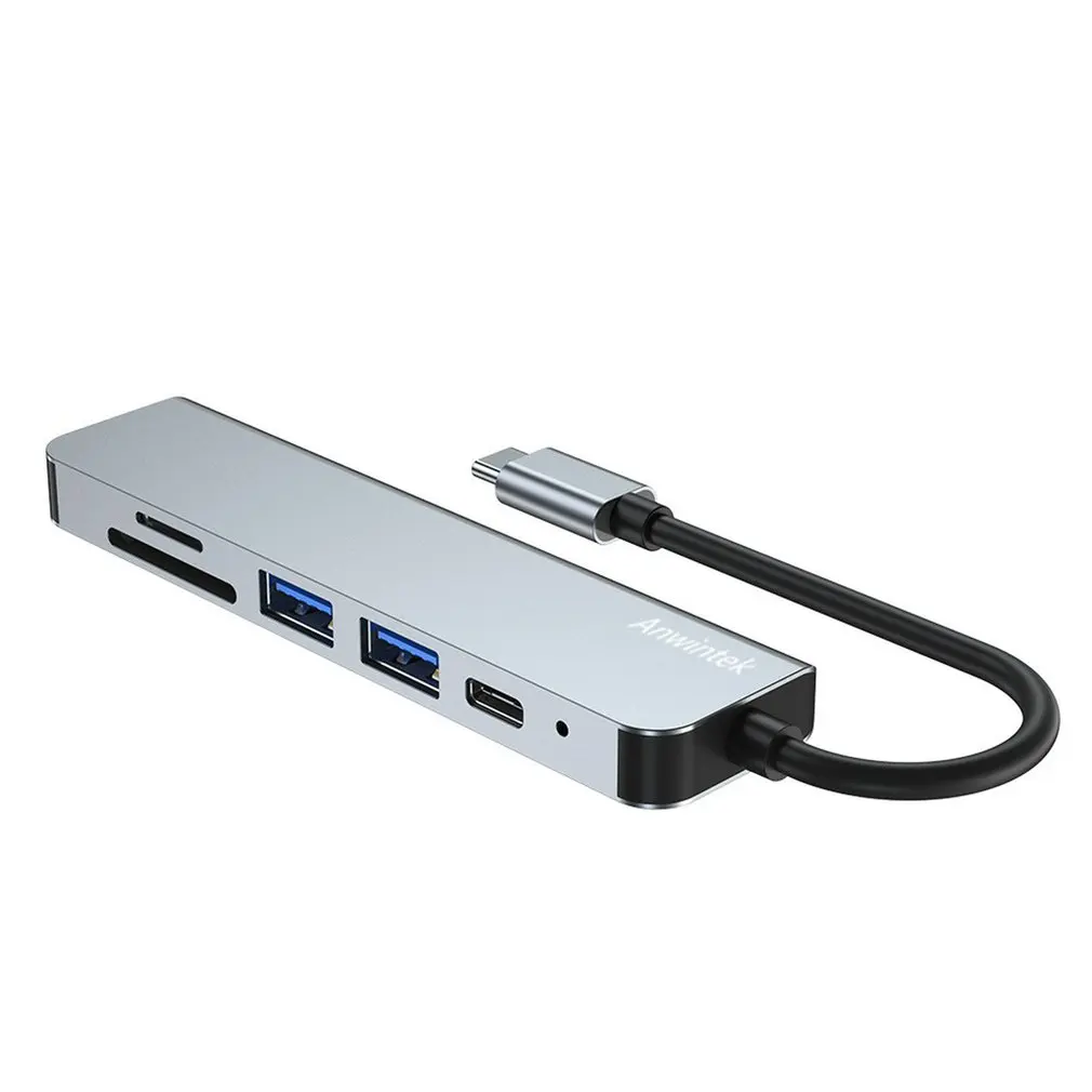 

6-in-1 Type-C Hub USB Network USB C To USB 3.0 Port Hub Type-C 3.0 Splitter Docking Station Multi-function Interface Expansion
