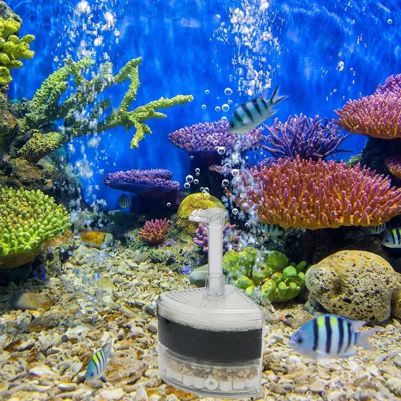 Small Efficient Pneumatic Filtration Aquarium Internal Corner Fish Tank Filter Multilayer Easy Clean and Move | Дом и сад