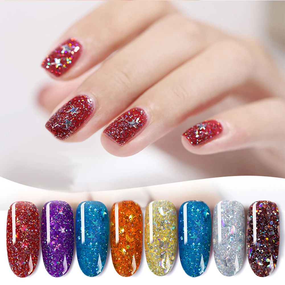 BORNPRETTY Star Moon Rhinestone UV Gel Varnish Nail Polish Glitter Sequins Shiny Soak Off Phototherapy DIY Art | Красота и здоровье