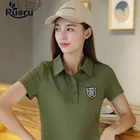 Рубашка-поло Ruoru женская с вышивкой, хлопковая модная сорочка для работы и отдыха, стройнящая фигуру, на лето