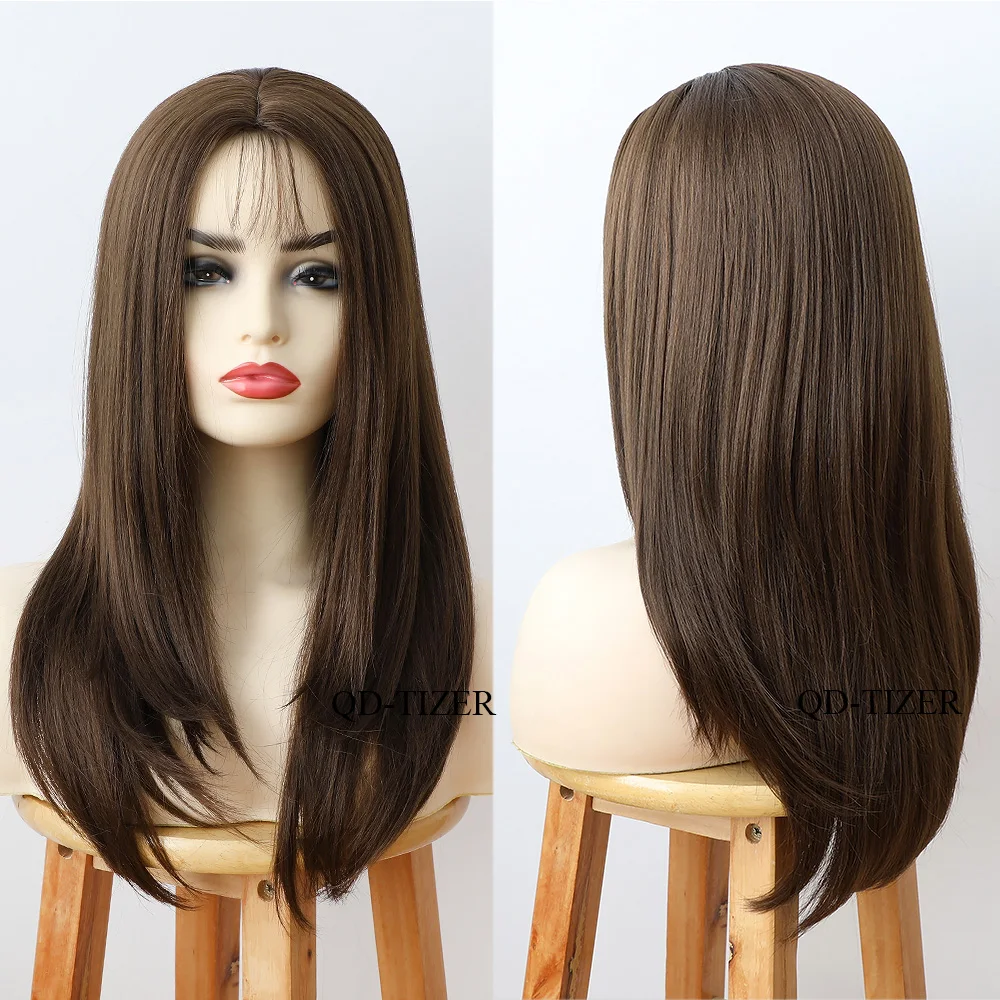 QD Tizer короткие прямые волосы синтетические коричневые парики