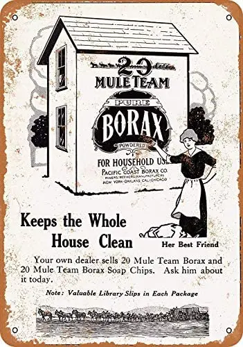 

None Brand 20 Mule Team Borax Tin Metal Sign Bar Retro Wall Decor Poster Home Club Tavern Wall Door Painting Ornament