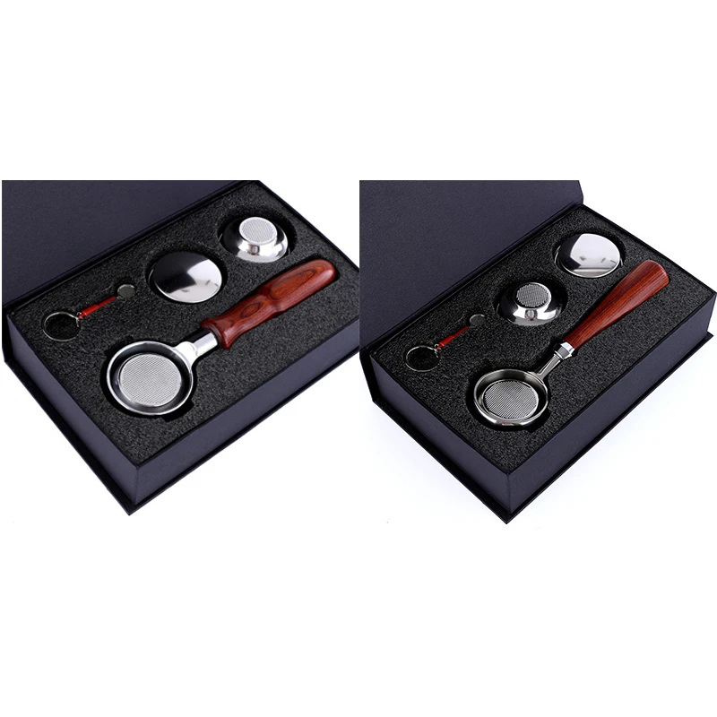 

58 мм Нержавеющая сталь двойной ушной ручка для кофемашины Бесконтактный фильтр портативный универсальный деревянный E61 инструменты для ко...