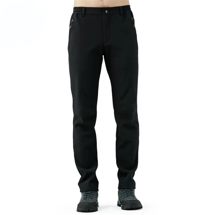 Men Black TECTOP зимние мужские Wo мужские s толстые походные флисовые брюки для спорта на открытом воздухе кемпинга термальные ветрозащитные внутри флисовые сплошные брюки VA668 - Цвет: Men Black